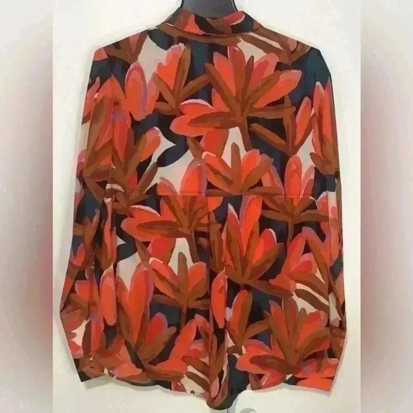Who What Wear Floral Tropical Career Business Button Up Long Sleeve Blouse Sz 1X - Picture 4 of 11